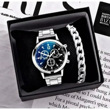 Business steel straps round dial wrist watches hand watch-silver watch- men