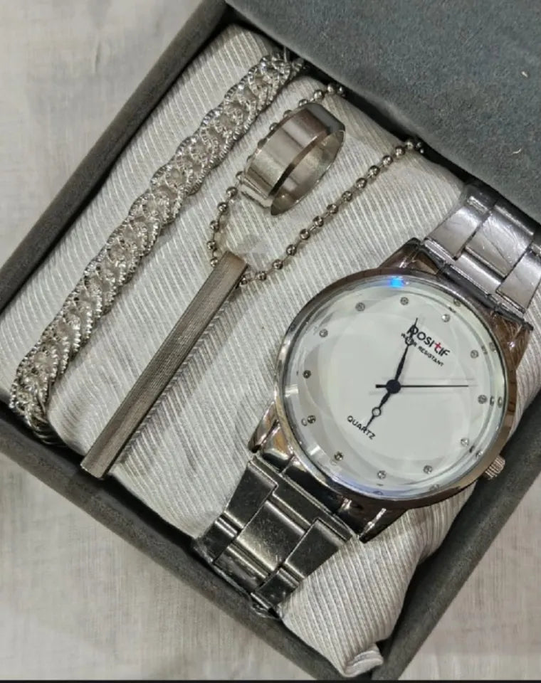 Business steel straps round dial wrist watches hand watch-silver watch- men