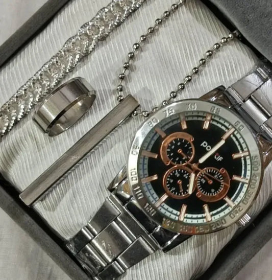 Business steel straps round dial wrist watches hand watch-silver watch- men