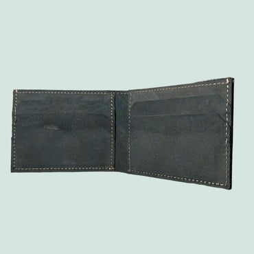 Neubic Cow Leather Plain Wallet Men Short Wallet Purse Small Vintage Wallets Card Holder ( Black )