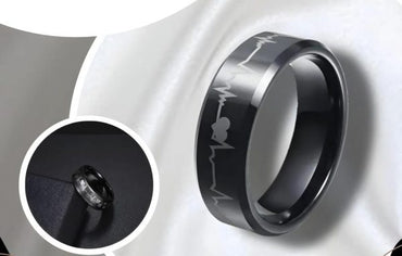 Pack Of 2 Unique Heartbeat Design Charm Ring Steenles Steel Band Rings For Unisex
