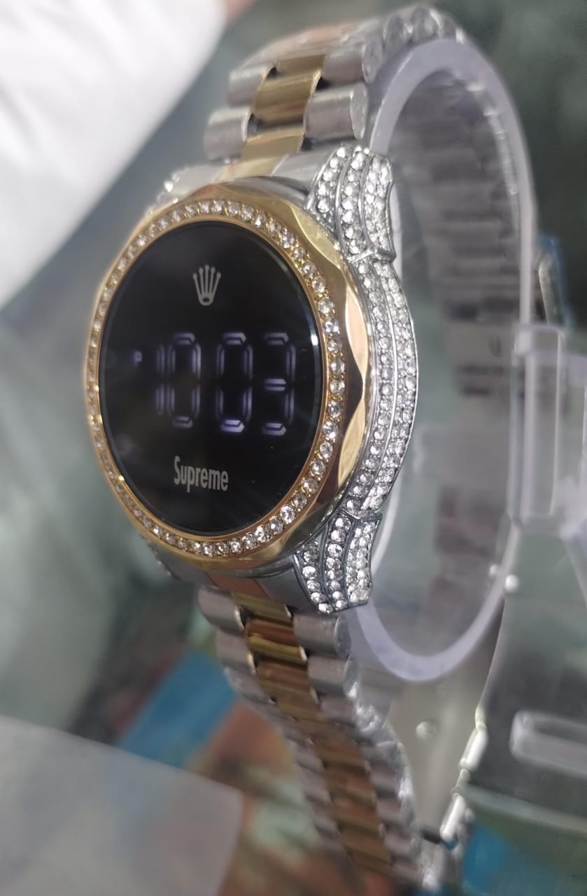 Women Watch Fashion Ladies Watches Full Diamond Touch Screen Led Digital Wristwatch | Stainless Steel Watch (with Box)