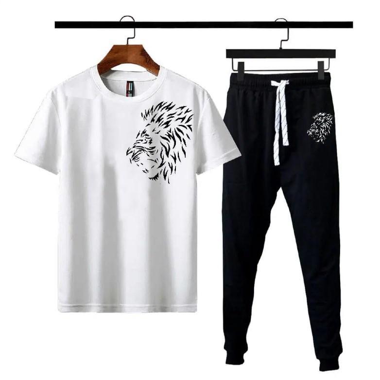 2 Pcs Men's Cotton Jersey Printed Track Suit