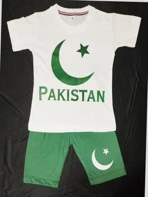 2 Pcs Unisex Cotton Printed Shirt And Shorts Set independance day 1947 azadi