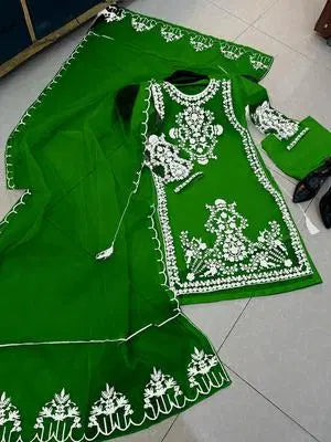 3 Pcs Women's Stitched Embroidered Suit