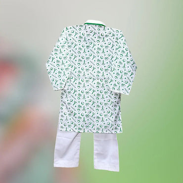 2 Pcs Boy's Cotton Lawn Printed Kurta And Trouser pakistani boy
