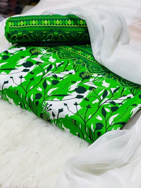 3 Pcs Women's Unstitched Printed Suit