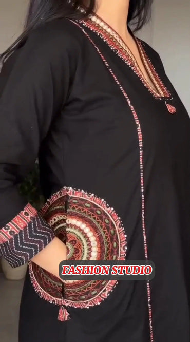 3 Pcs Women's Stitched Printed Suit