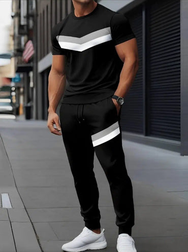 Men's Grey Micro Track Suit - 2 Pcs Set with Round Neck
