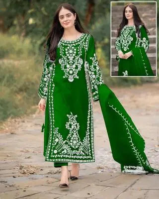 3 Pcs Women's Stitched Embroidered Suit