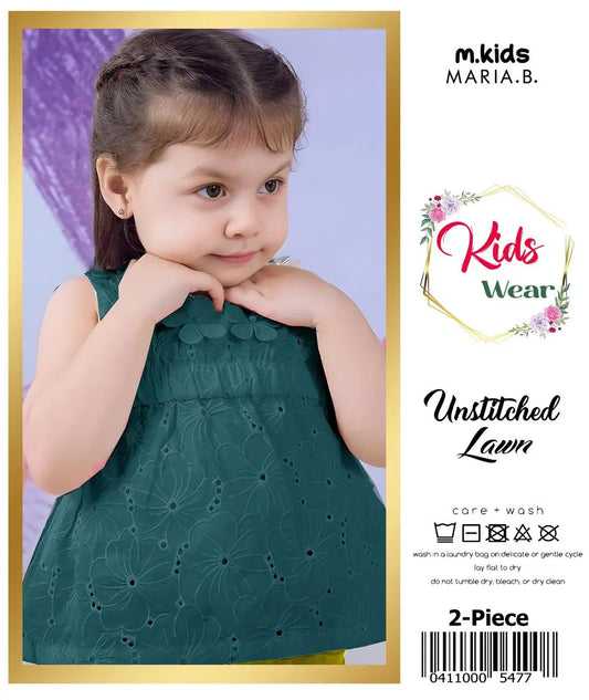 2 Pcs Girl's Lawn Embroidered Unstitched Suit
