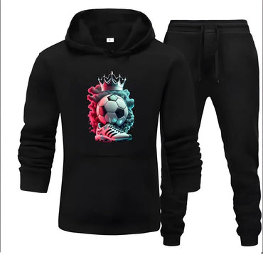 2 Pcs Women's Stitched Fleece Printed Hoodie Tracksuit