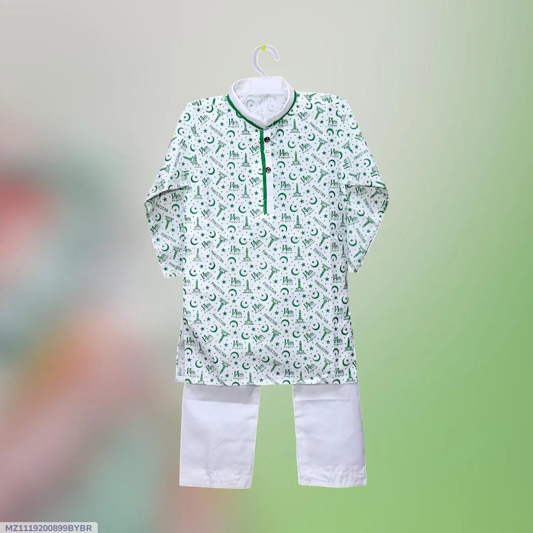 2 Pcs Boy's Cotton Lawn Printed Kurta And Trouser pakistani boy