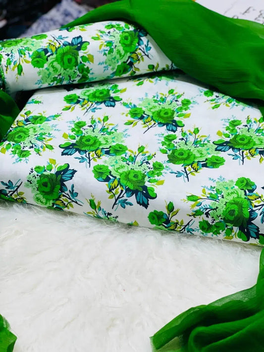 3 Pcs Women's Unstitched Printed Suit