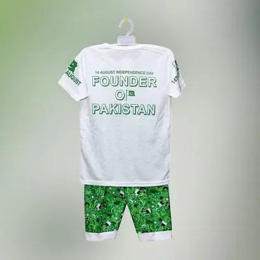 2 Pcs Boy's Cotton Lawn Printed Shirt And Shorts Set