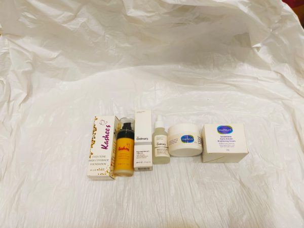 The Ordinary Skin Brightening Niacinamide 10% + Zinc 1% serum 30ml + Glow Natural Glutathione Alpha Arbutin Skin Brightening Cream (50g) + Kashees Eventone High Coverage Liquid Foundation (random Shades) 45ml