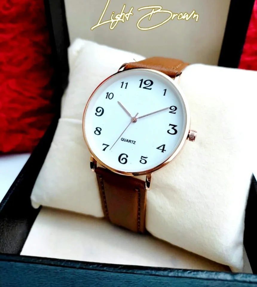 Men Casuals Fashion Watch Quartz Watches Genuine Leather Strap Business Wristwatches Watches for Boys & Men