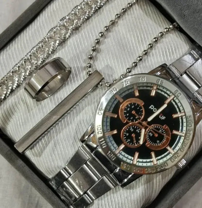 Business steel straps round dial wrist watches hand watch-silver watch- men