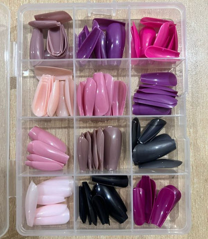 Reusable Fake Nails With Box – Beautiful Variety Of Colors | Best Fake Nails For Girls Without Glue ( Random Color Nails)