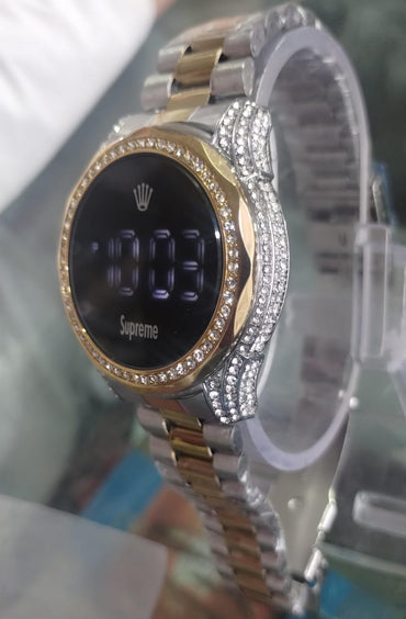 Women Watch Fashion Ladies Watches Full Diamond Touch Screen Led Digital Wristwatch | Stainless Steel Watch (with Box)