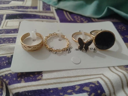 Antique Plated Artificial Stones Rings Set