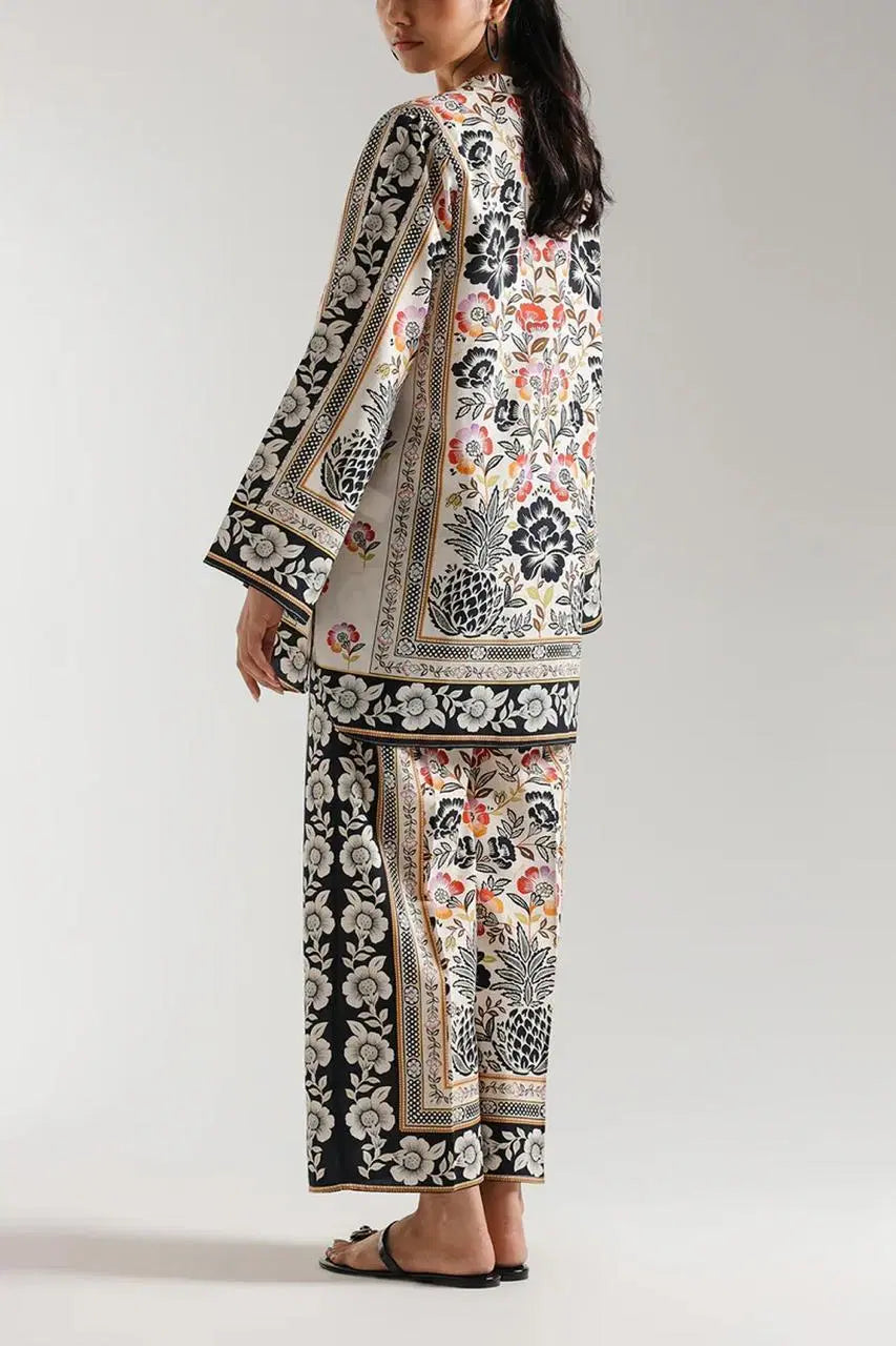 Stylish Printed V-Neck Women's Shirt and Trouser Set - 2 Pcs