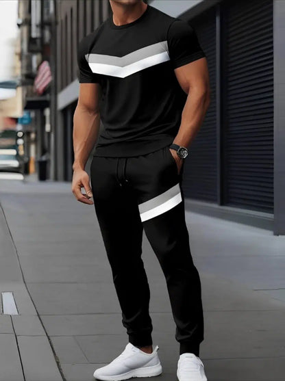 Men's Grey Micro Track Suit - 2 Pcs Set with Round Neck