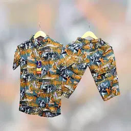 2 Pcs Men's Dhanak Printed T-Shirt & Shorts Tracksuit