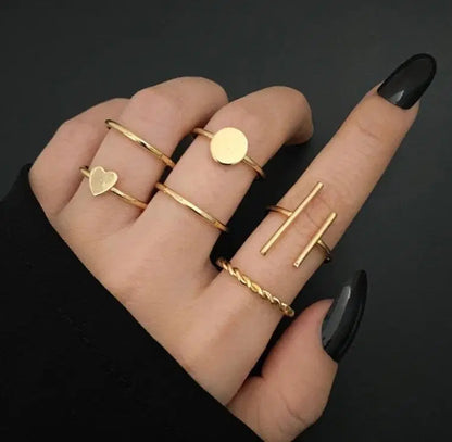 Modern Gold-Plated Simple Design Rings Set