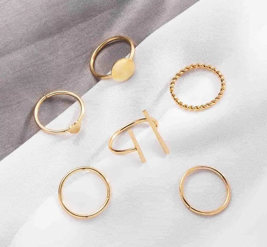Modern Gold-Plated Simple Design Rings Set