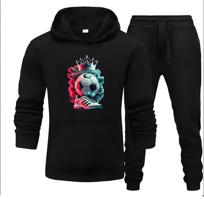 2 Pcs Women's Stitched Fleece Printed Hoodie Tracksuit