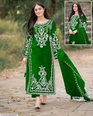 3 Pcs Women's Stitched Embroidered Suit