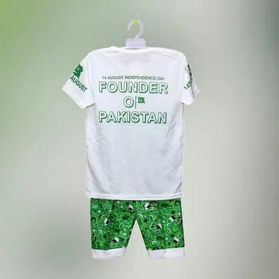 2 Pcs Boy's Cotton Lawn Printed Shirt And Shorts Set