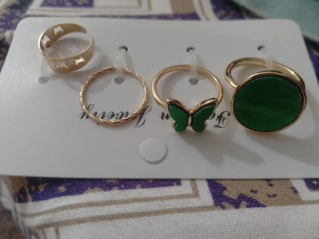 Antique Plated Artificial Stones Rings Set