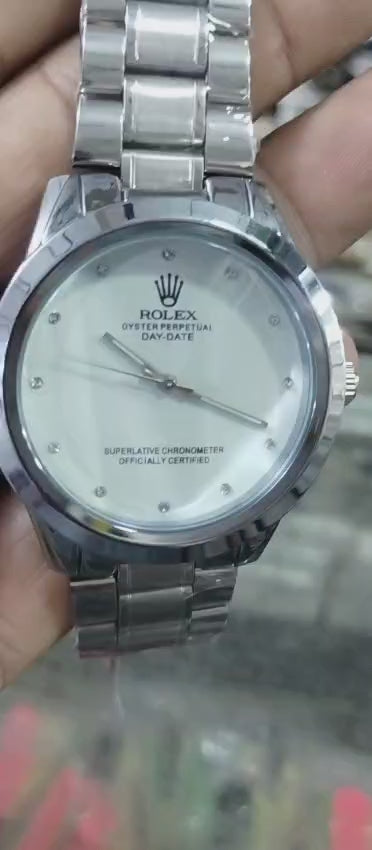 Rolex Men’s Formal Quartz Wrist Watch With Stainless Steel Strap ( With Random Box )