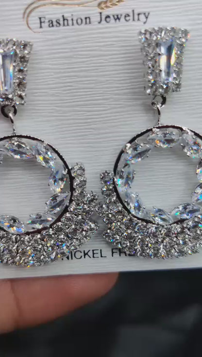 Imported Earrings In Multiple Design | Tarnish-free Diamond-shape, Heart Fringe, Long Heart Fringe, Radiant, Diamond Cascade Design Earrings| Luxury Look Artificial Earrings | Girls Earrings | Women Earrings ( Silver )