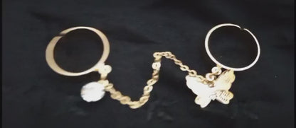 2 Finger Gold Butterfly Rings | Trendy Butterfly Pair Rings Set | Gold Plated Stainless Steel | Adjustable Size