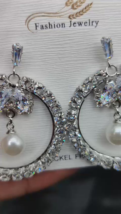 Imported Earrings In Multiple Design | Tarnish-free Diamond-shape, Heart Fringe, Long Heart Fringe, Radiant, Diamond Cascade Design Earrings| Luxury Look Artificial Earrings | Girls Earrings | Women Earrings ( Silver )